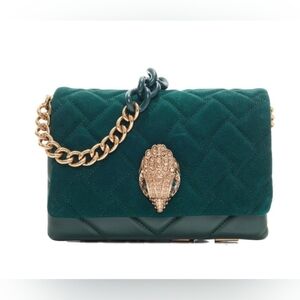 KURT GEIGER Mini Kensington Ekegant Dark Green Suede Cross Body Bag